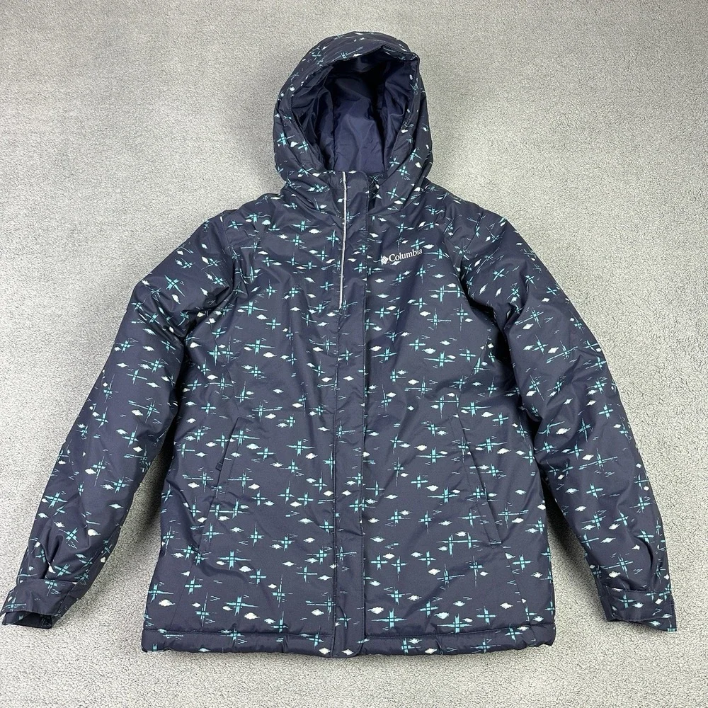Columbia Jacket‎ Girls Large 14-16 Blue AOP Horizon Ride Coat Insulated Outdoor